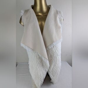 Faux Fleece Cream & Off White Reversible Vest Size M/L